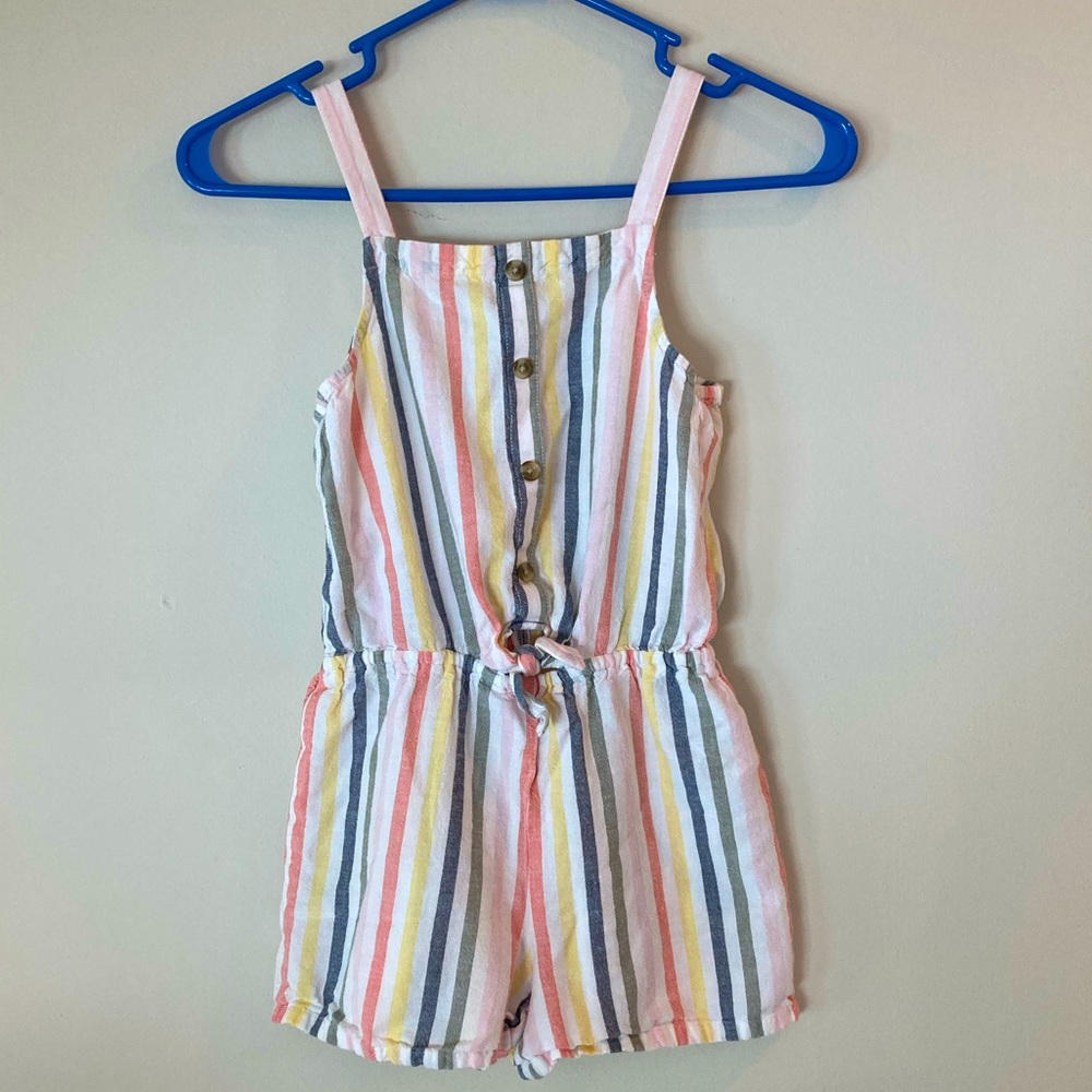 Old navy tie-front multi stripe romper size 8 medium girls